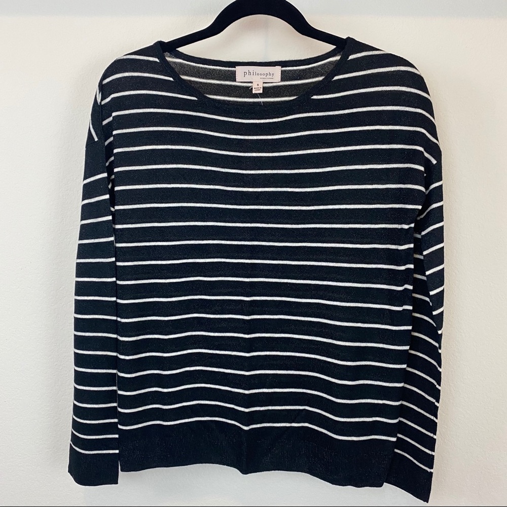Philosophy black and white stripes sweater